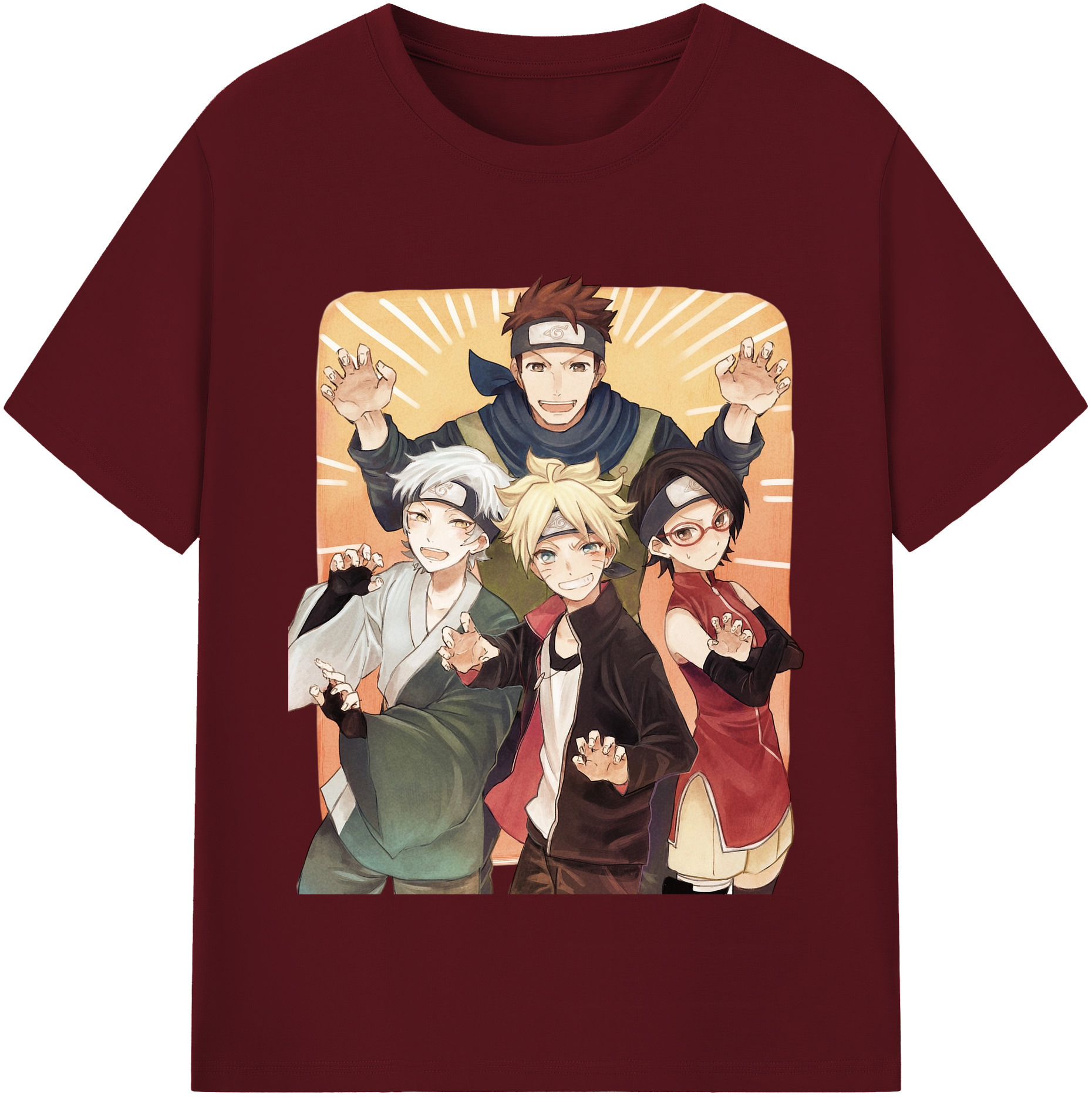 （画像用） NARUTO -ナルト- うちは サラダ Uchiha Sarada 綿100％半袖Tシャツ（フロントプリント）